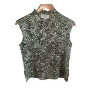 Vintage Casual Corner Annex green floral crinkle pattern tank top